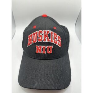 Vintage NIU Huskie Northern Illinois University Hat College Snapback 90s Black